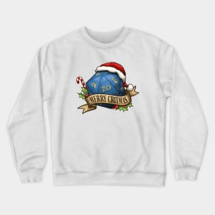 D20 Merry Critmas Dice Blue Crewneck Sweatshirt